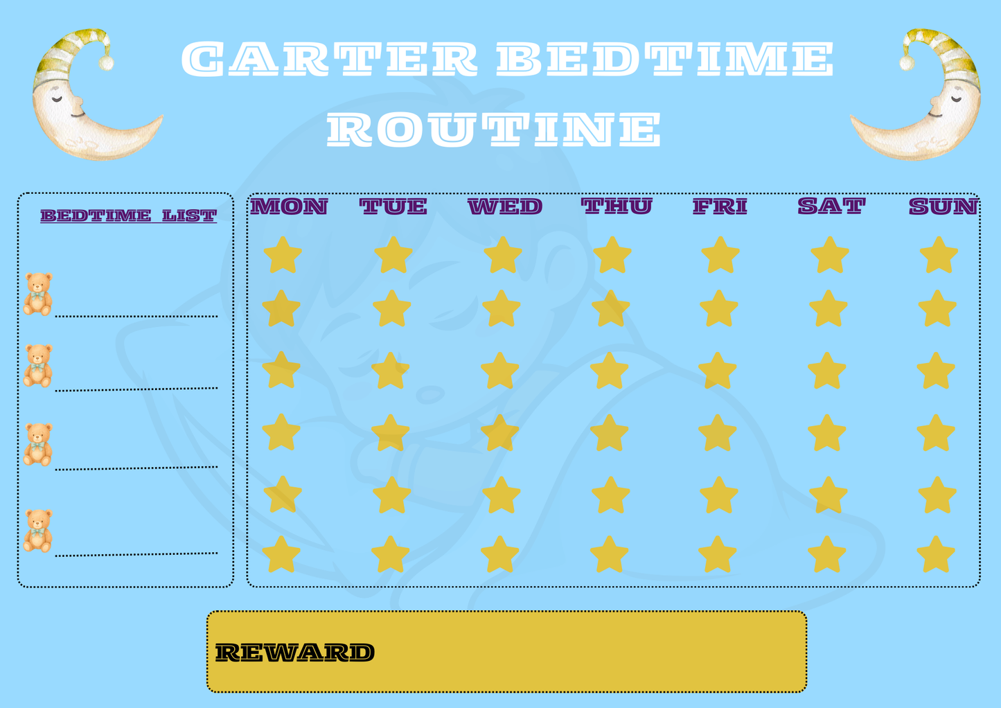 Personalised Kids Bedtime Routine Chart – 6 Week Chart