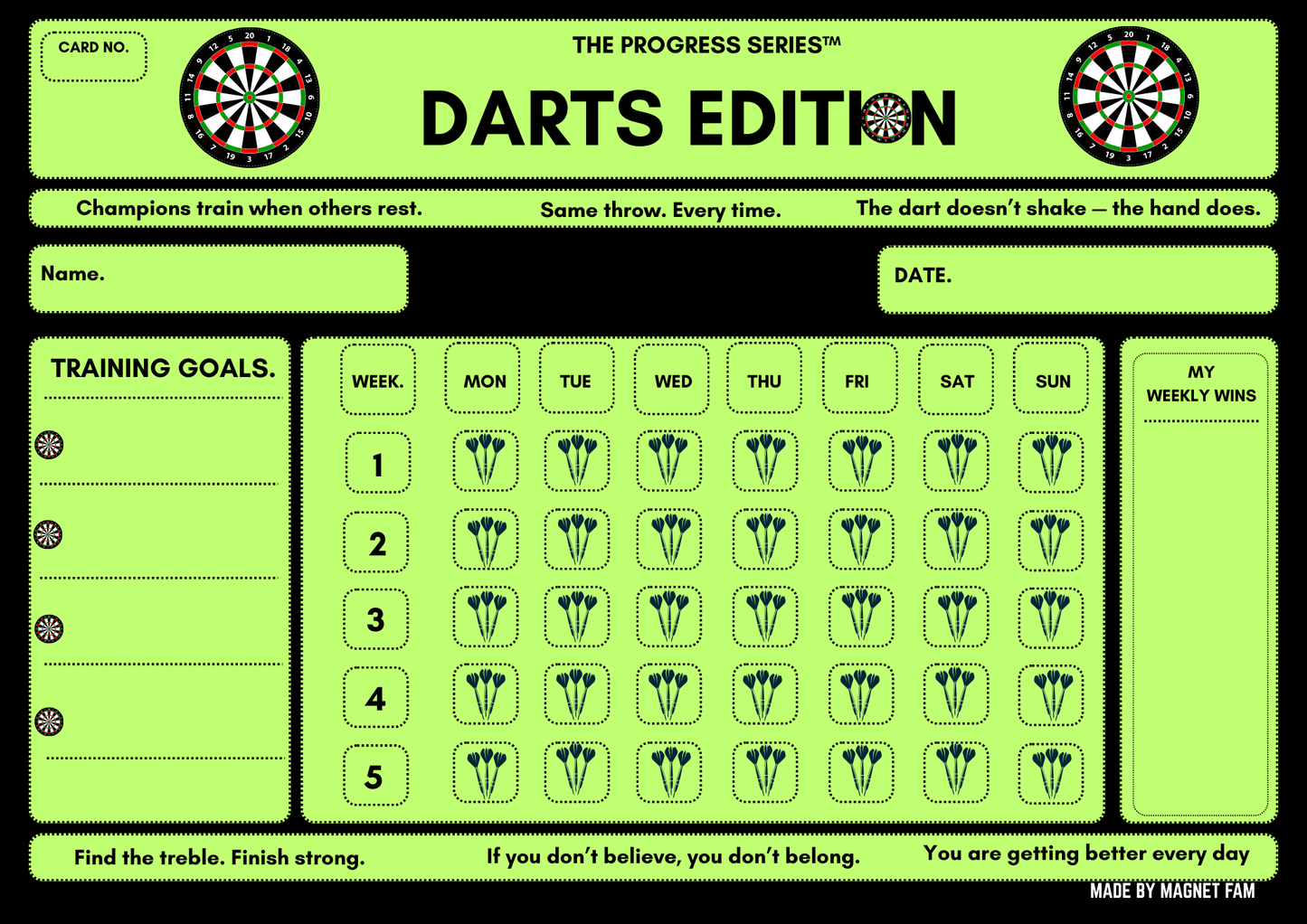 Darts Training Chart