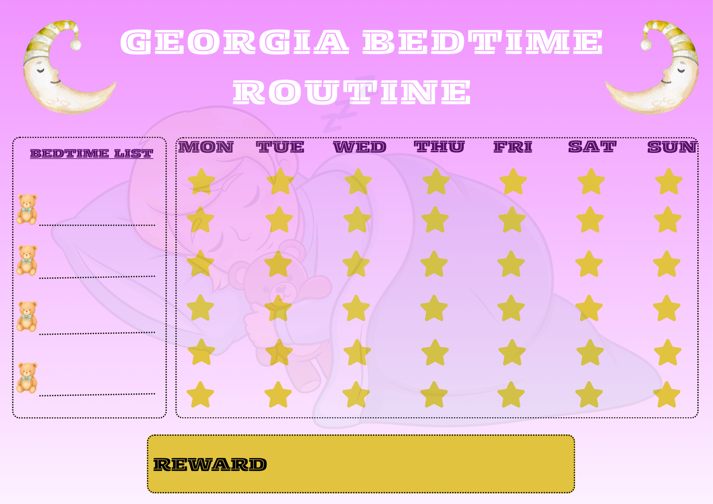 Bundle - Potty Training & Bedtime routine chart - personalised