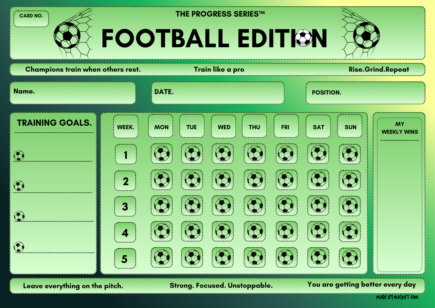 Football Training Chart