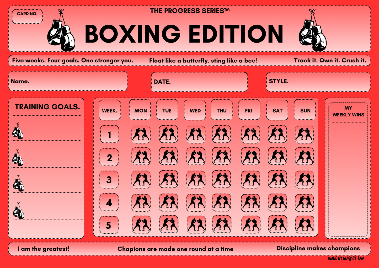 Boxing Training Chart