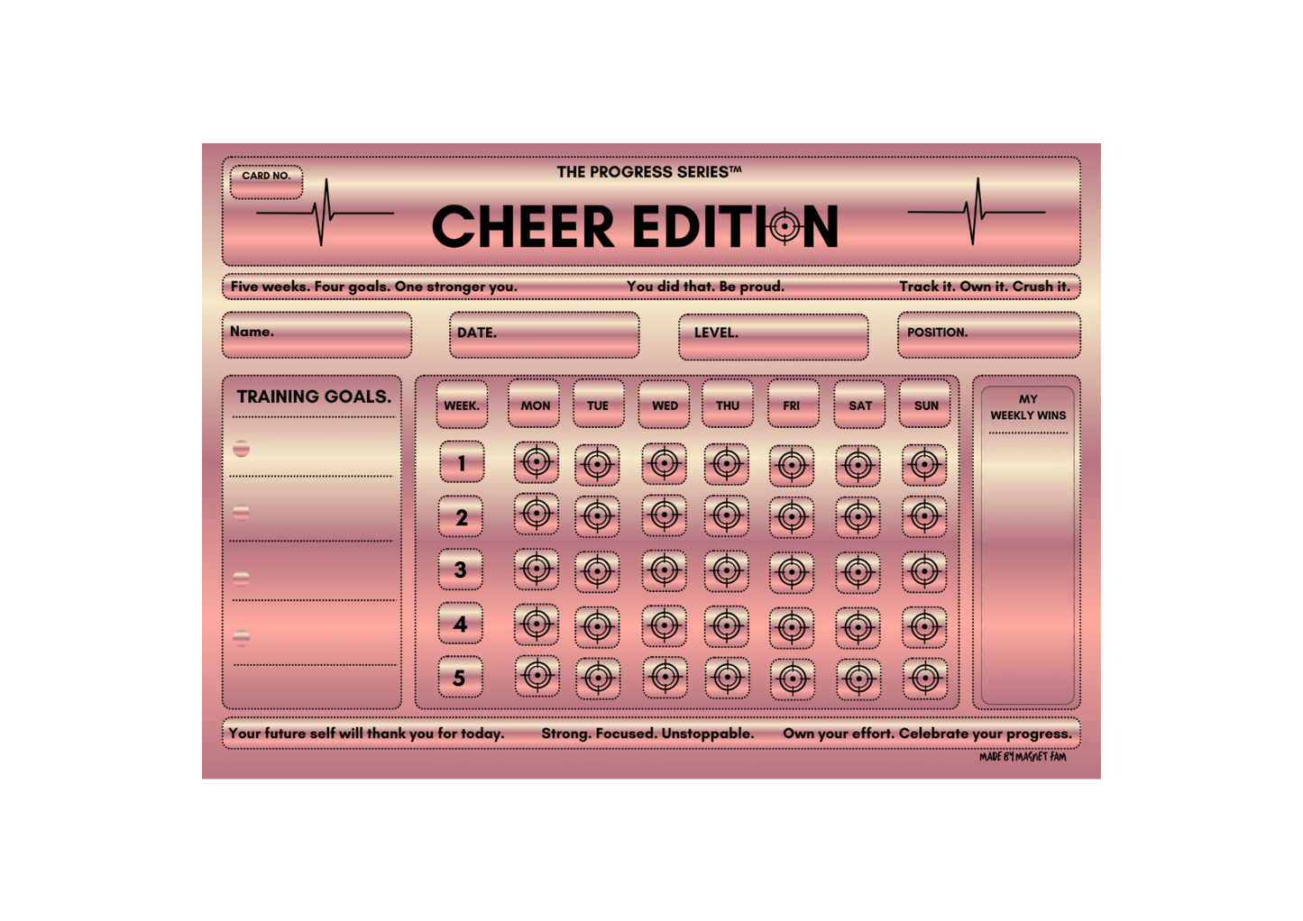 Cheerleading Training Chart