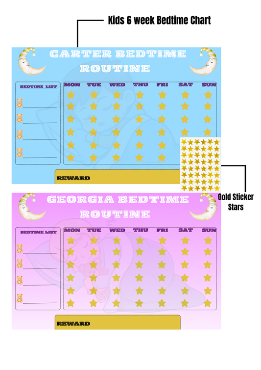 Personalised Kids Bedtime Routine Chart – 6 Week Chart