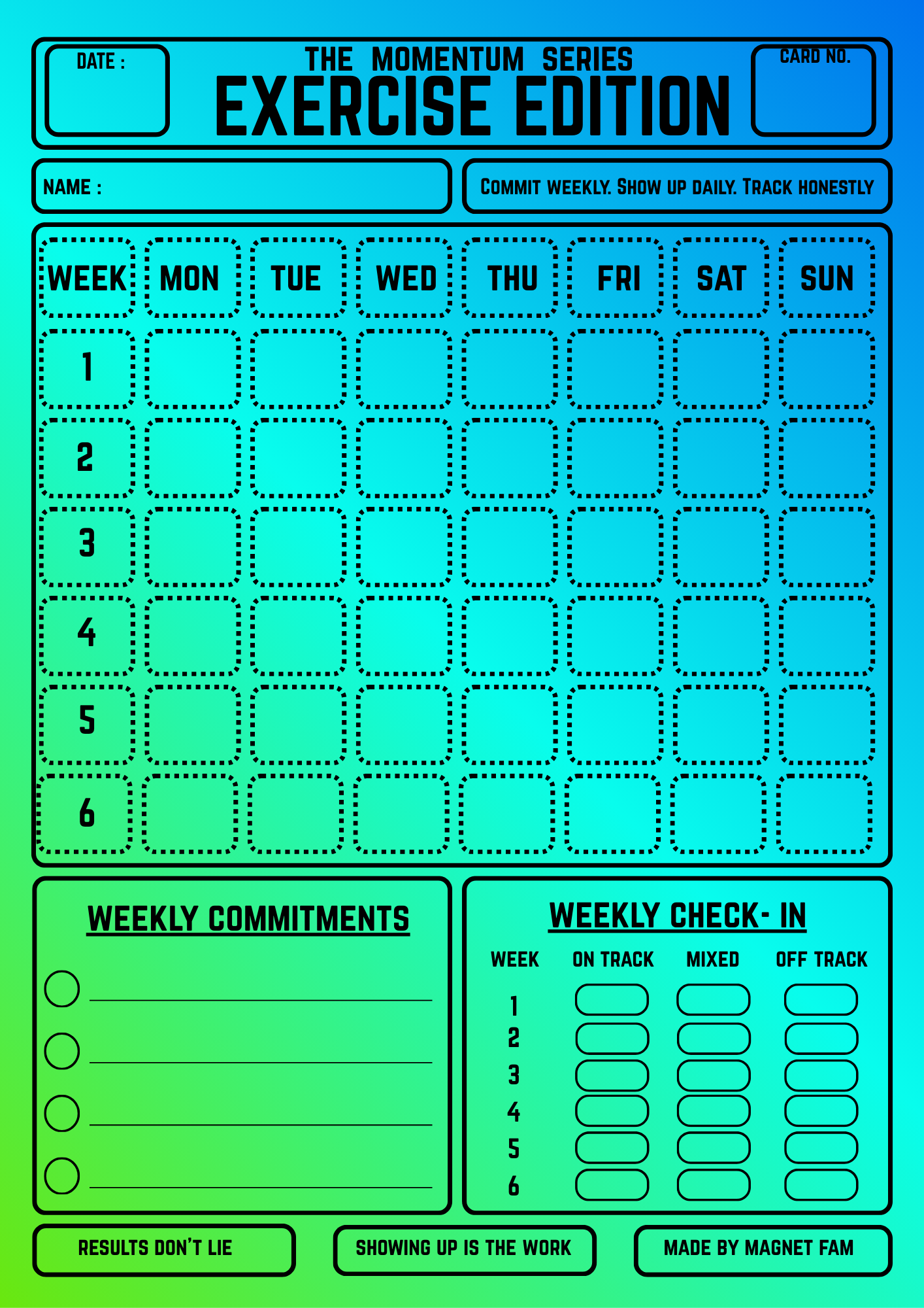 Exercise Accountability Training Chart