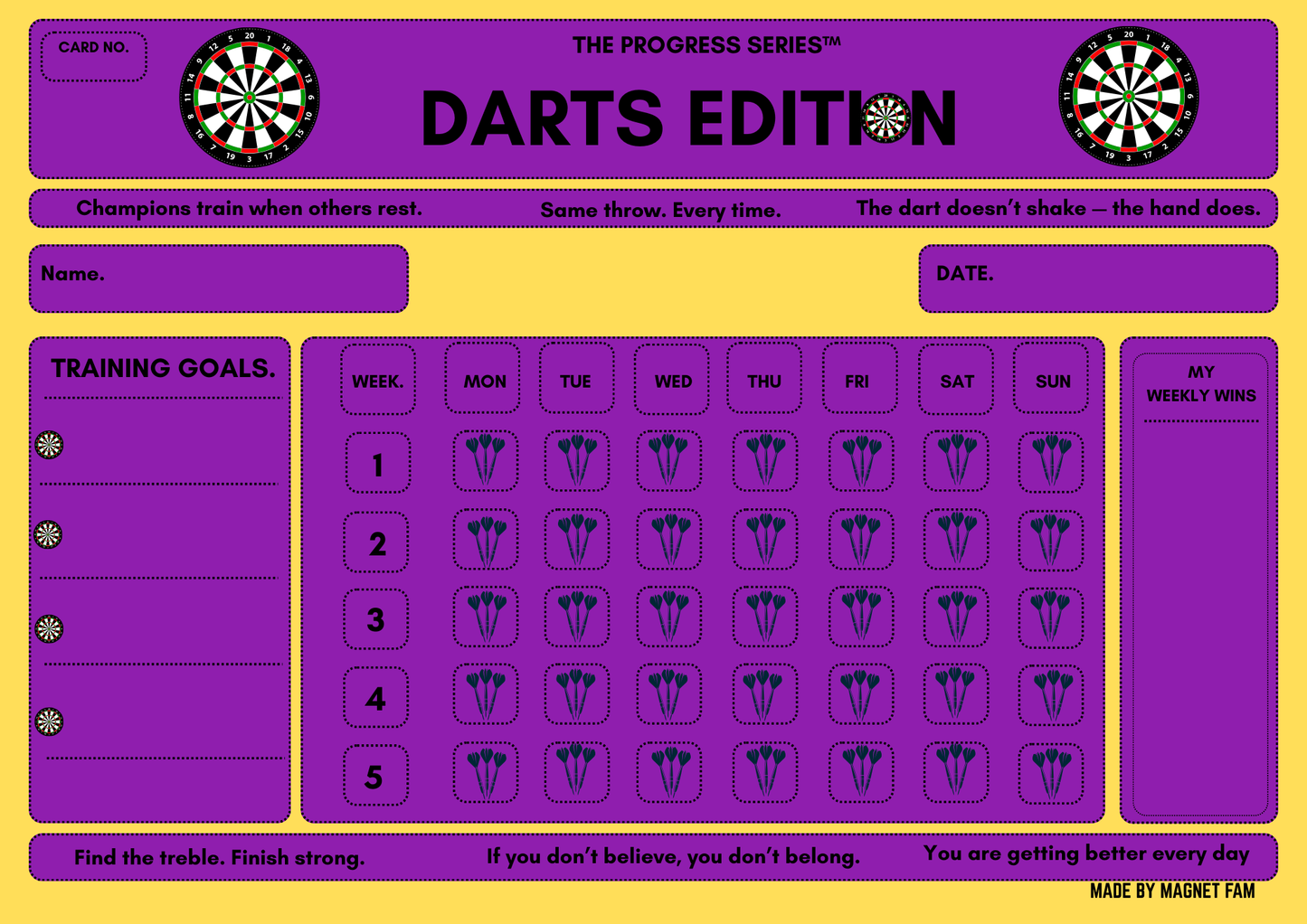 Darts Training Chart