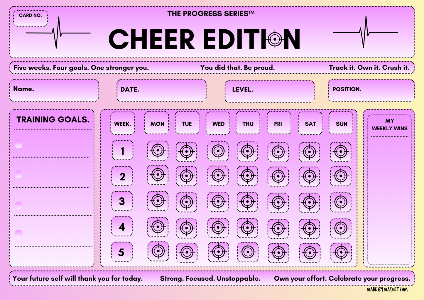 Cheerleading Training Chart