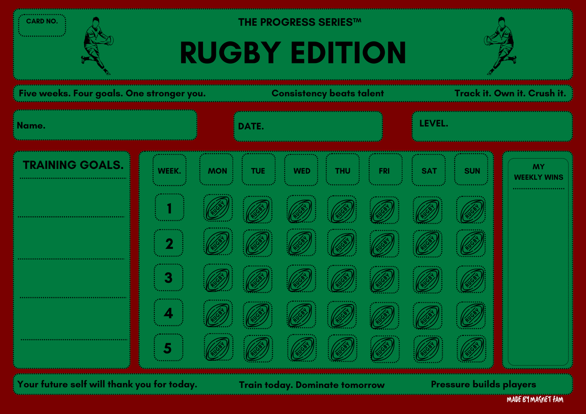 Progress Rugby A4 Rugby Progress Chart – Magnet Fam