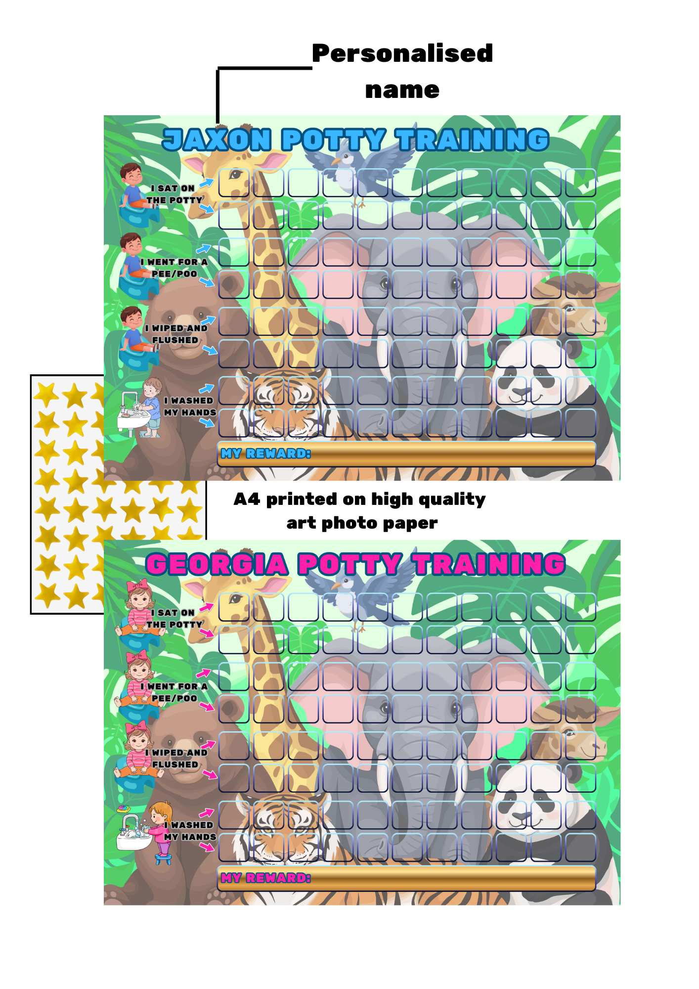 Personalised Potty Habitt Chart for Toddlers – A4 Visual Routine Chart